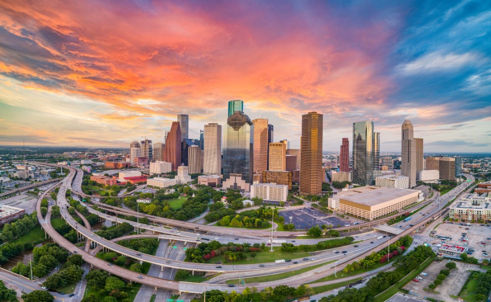 Houston Texas Usa Drone Skyline Aerial Panorama